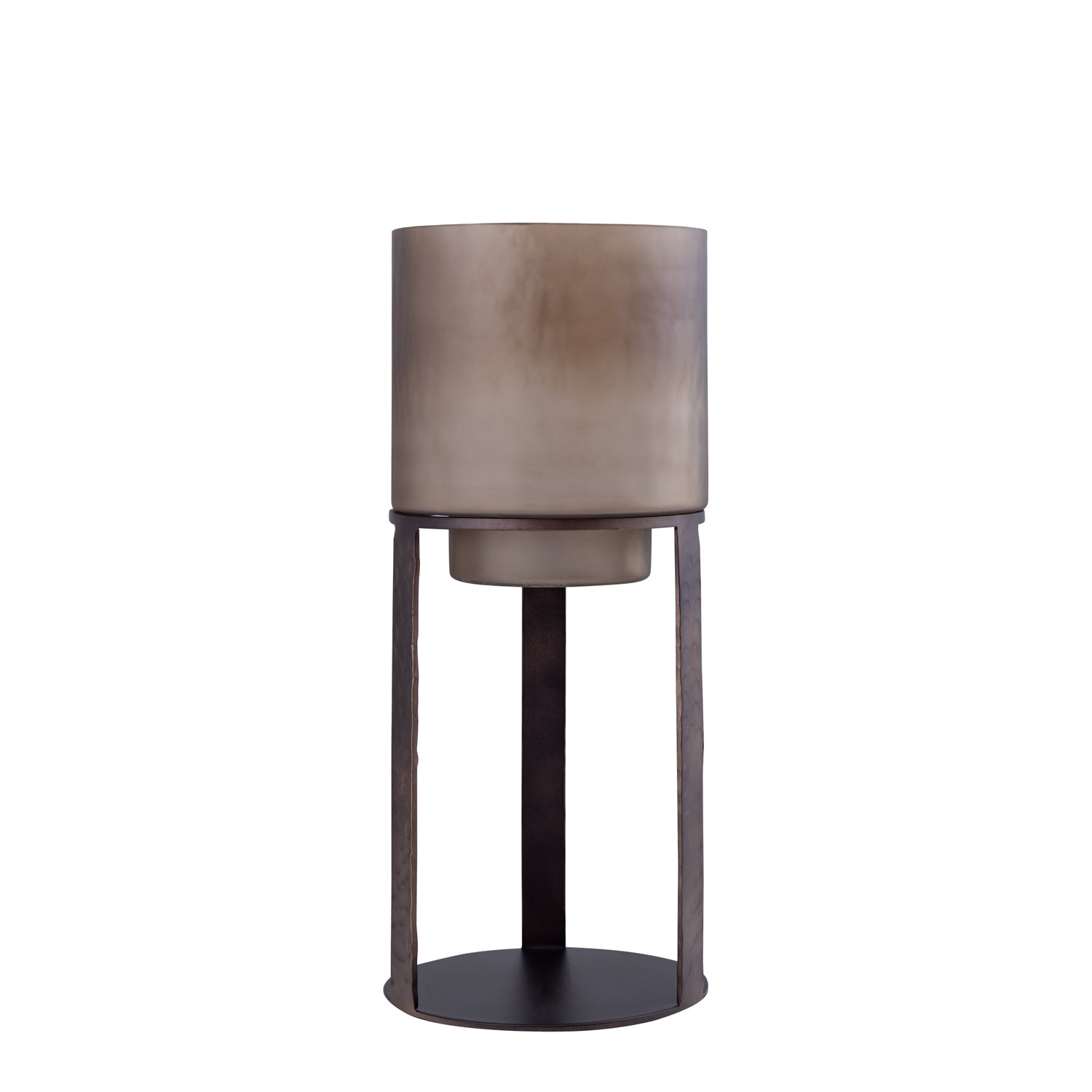 Benae Bronzen Glazen Vloerwindlicht Met Ijzeren Standaard S 64x26x26 cm