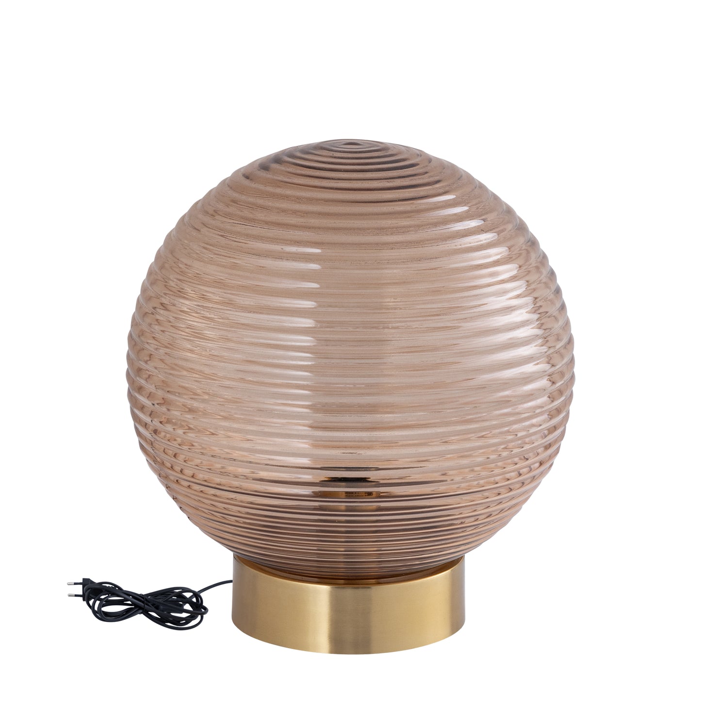 Korrin Brown Embossed Rib Glass Table Lamp Ball L