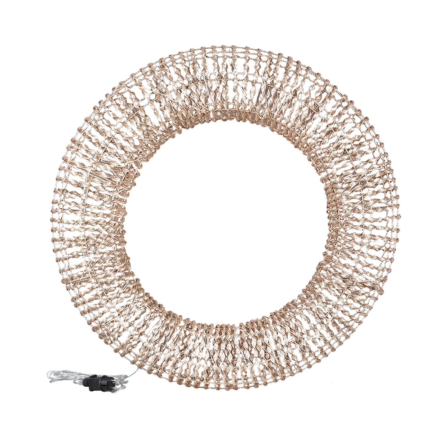 Hibba Bronzen PE-krans met Ijzeren Frame en LED-verlichting L 90x90x18 cm