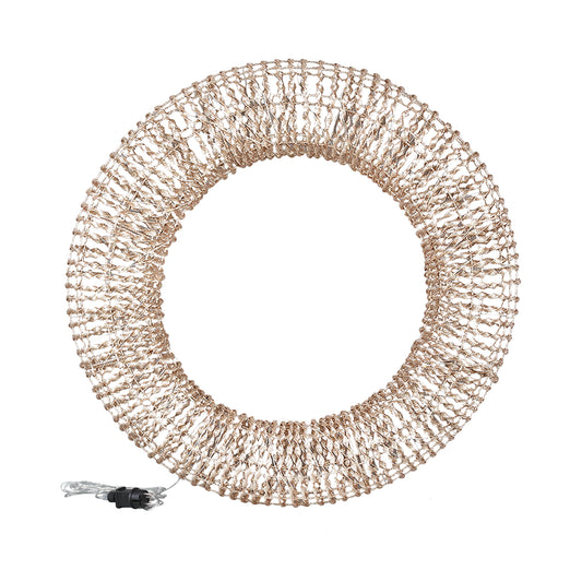 Hibba Bronzen PE-krans met Ijzeren Frame en LED-verlichting L 90x90x18 cm