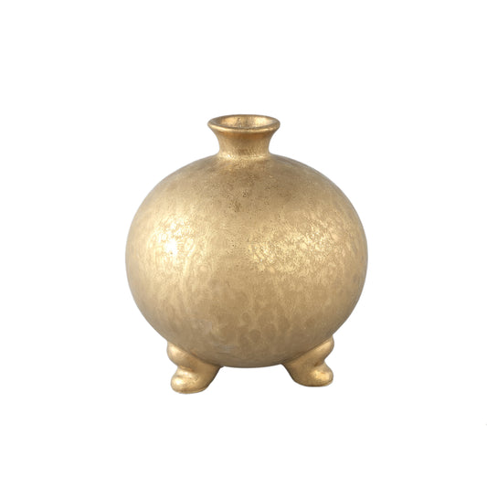 Zoran Gouden Keramische Glazuurde Fles Pot Op Voet Set van 8 Stuks - 8 Sets 17x15.5x15.5 cm