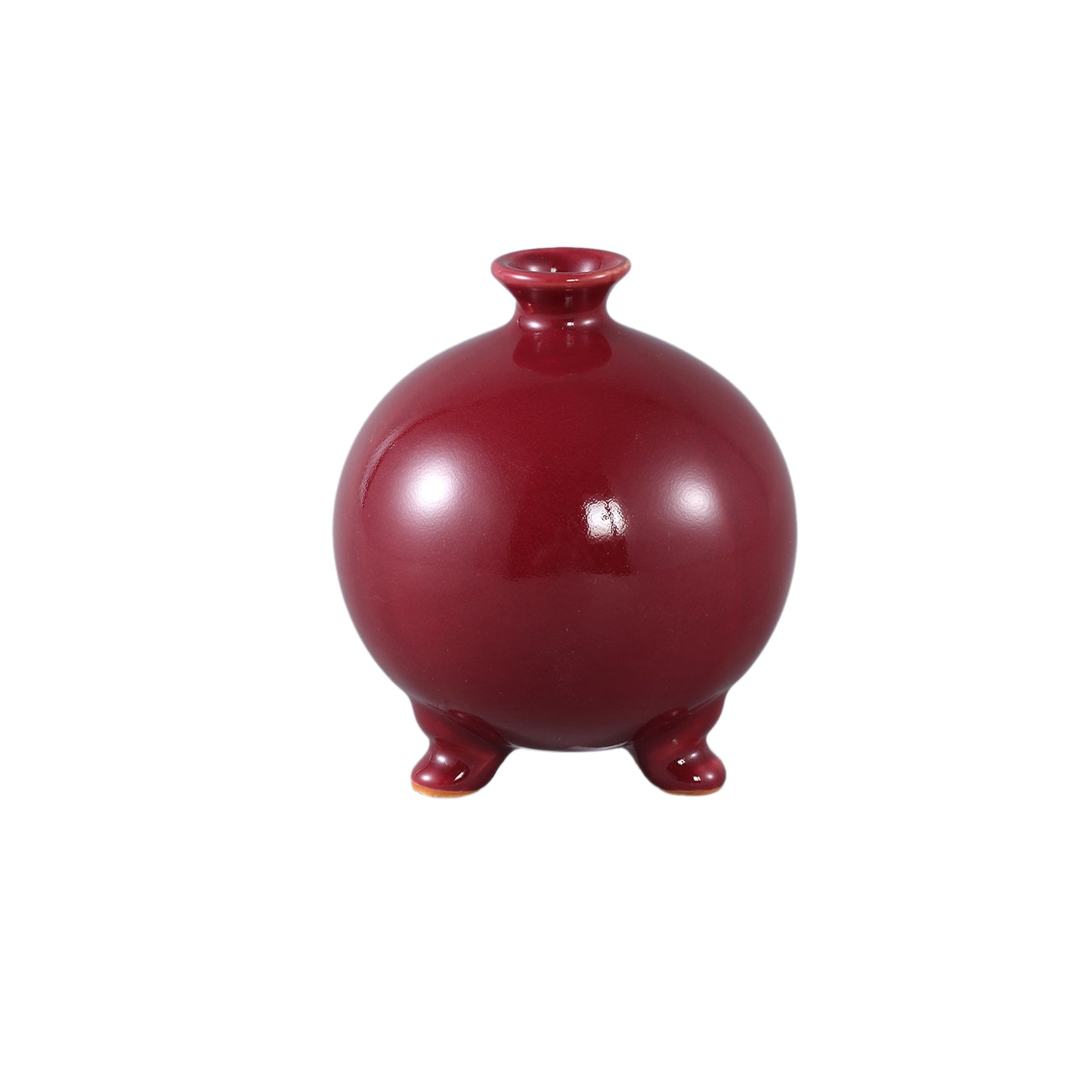 Zoran Rode Keramische Glazuurde Flesspot Op Voet S - Set Van 12 Stuks - 12 Sets 14x13.5x13.5 cm