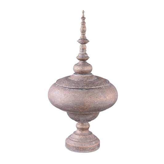 Eben Bronze Iron Deco Storage Pot High Lid Round