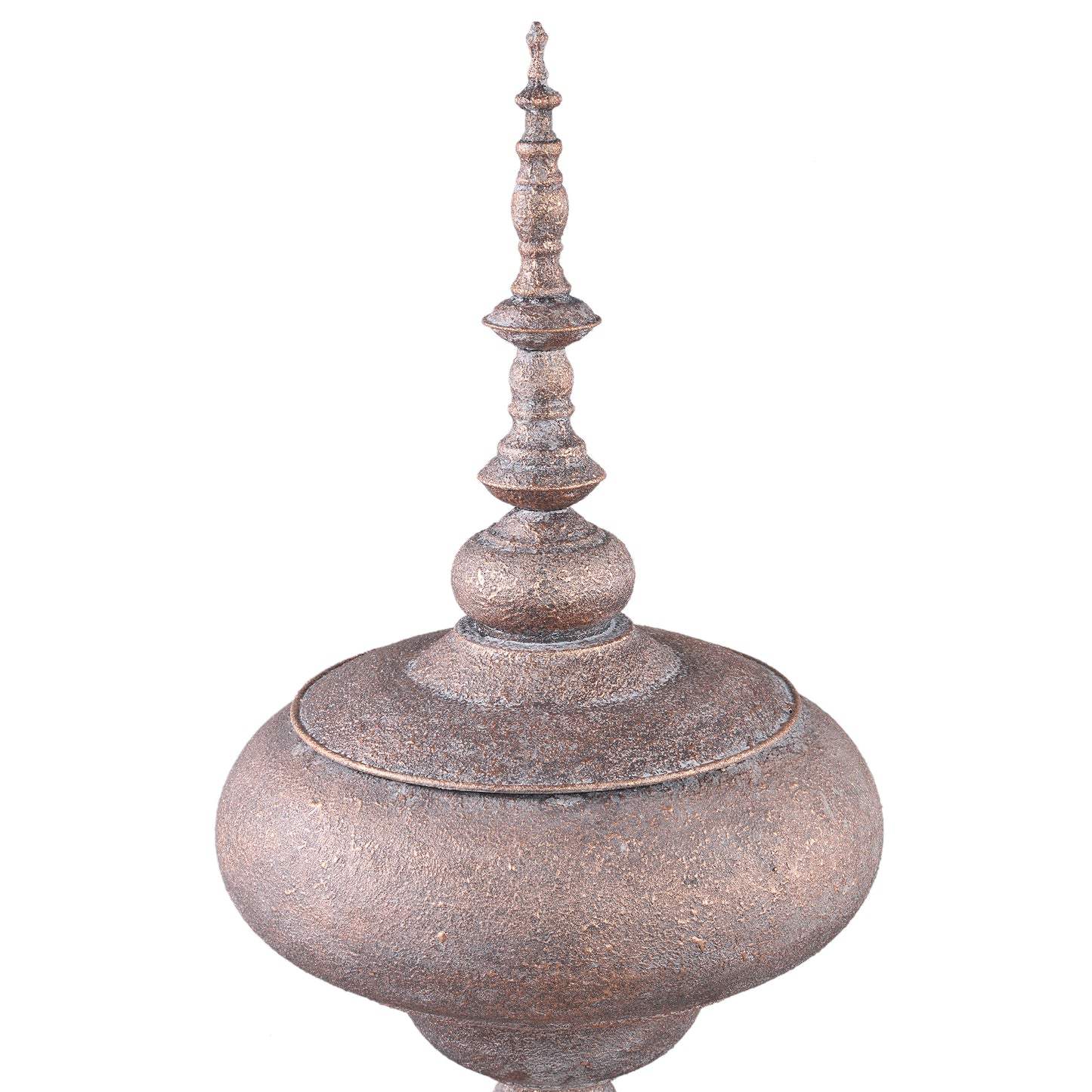 Eben Bronze Iron Deco Storage Pot High Lid Round