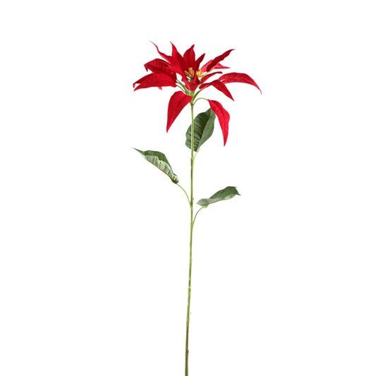 Garden Flower Rode Kerstster Spray Met Bladeren - Set van 12 71x10x20 cm
