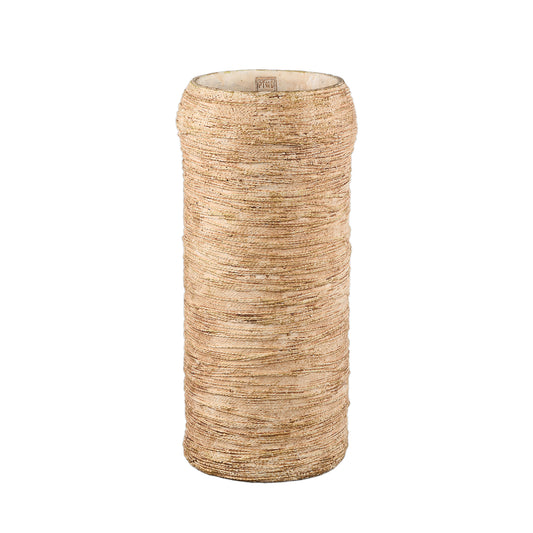 Ricci Brown Cement Pot Ribbed Round High L