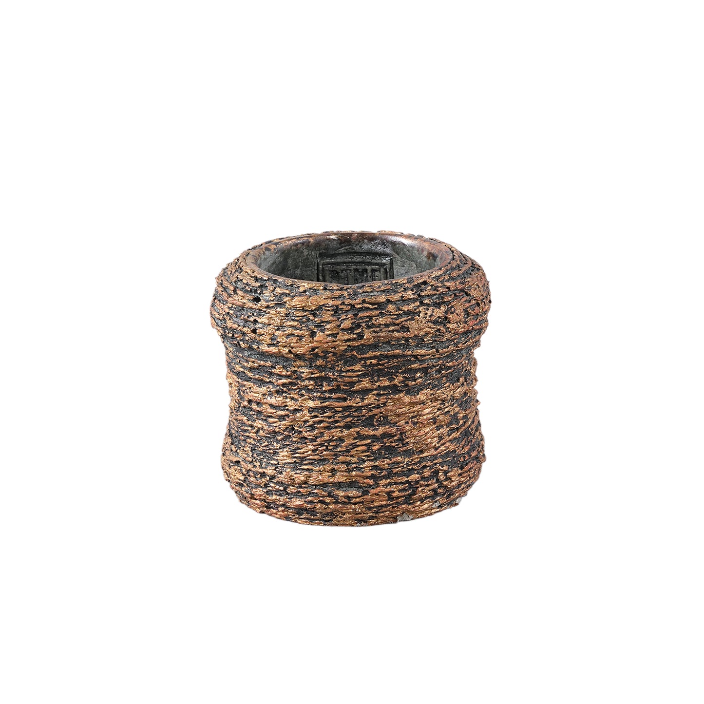 Ricci Zwarte Cement Pot Geribd Rond Set van 12 Stuks XS - 12 Sets 8x9x9 cm