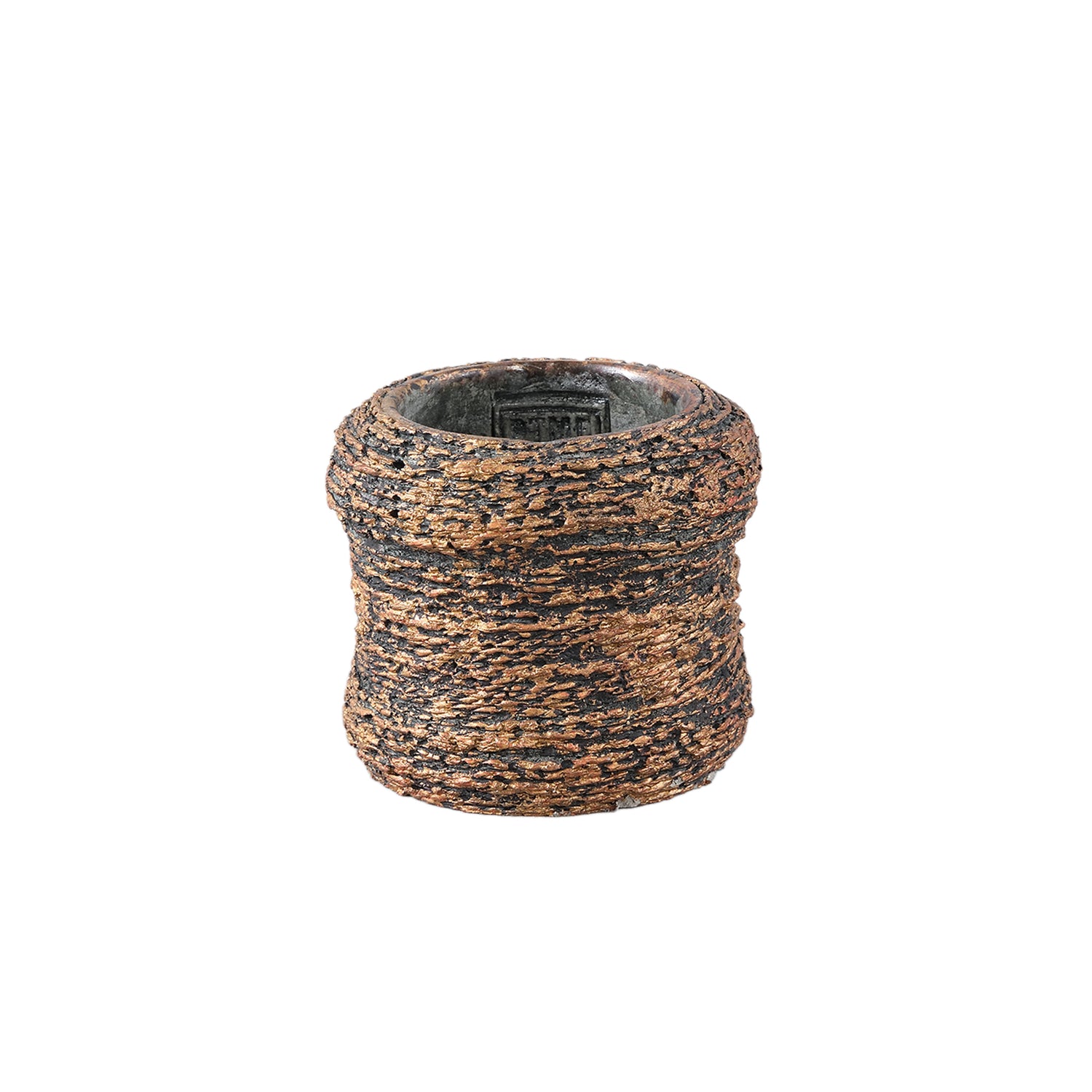 Ricci Zwarte Cement Pot Geribd Rond Set van 12 Stuks XS - 12 Sets 8x9x9 cm