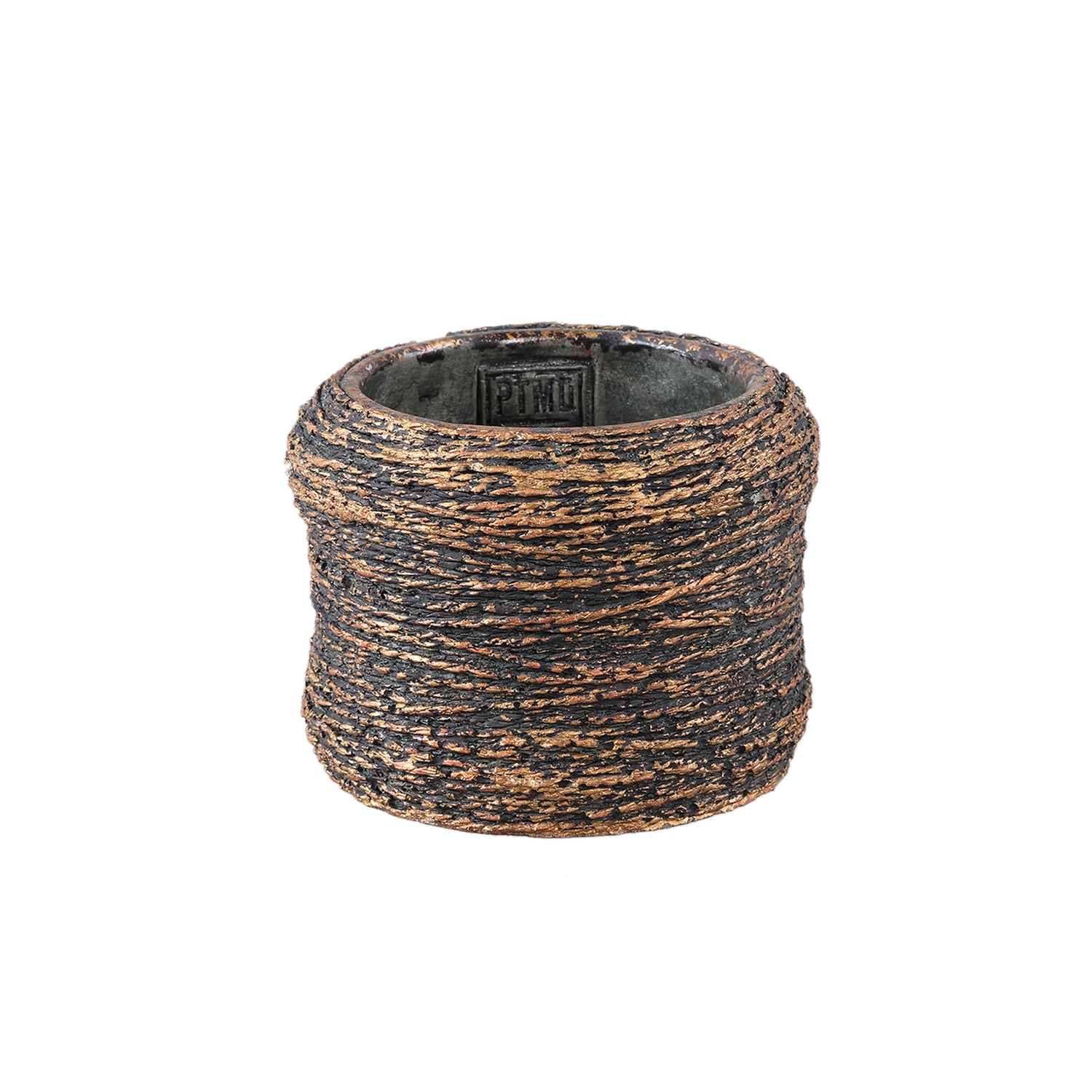 Ricci Zwarte Cement Pot Geribd Rond Set van 12 Stuks - 12 Sets 9x12x12 cm