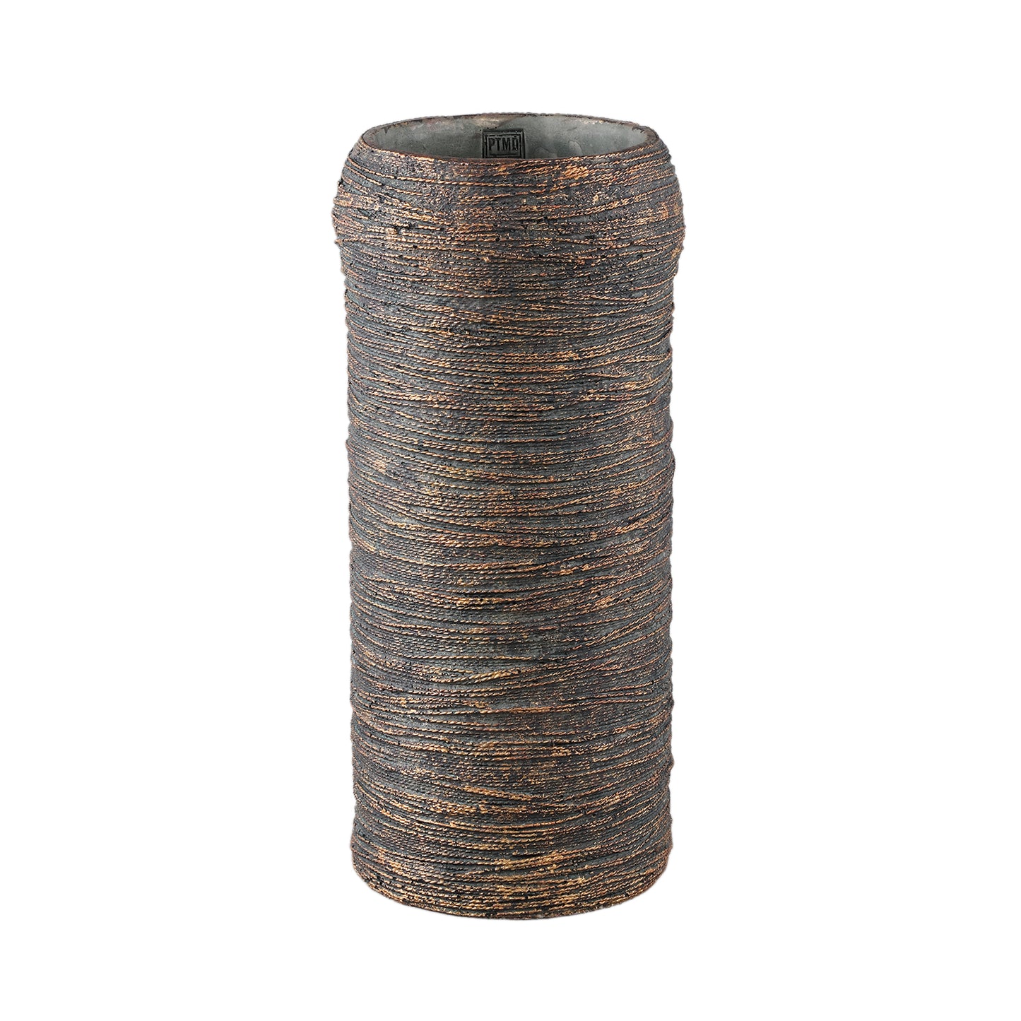 Ricci Black Cement Pot Ribbed Round High L