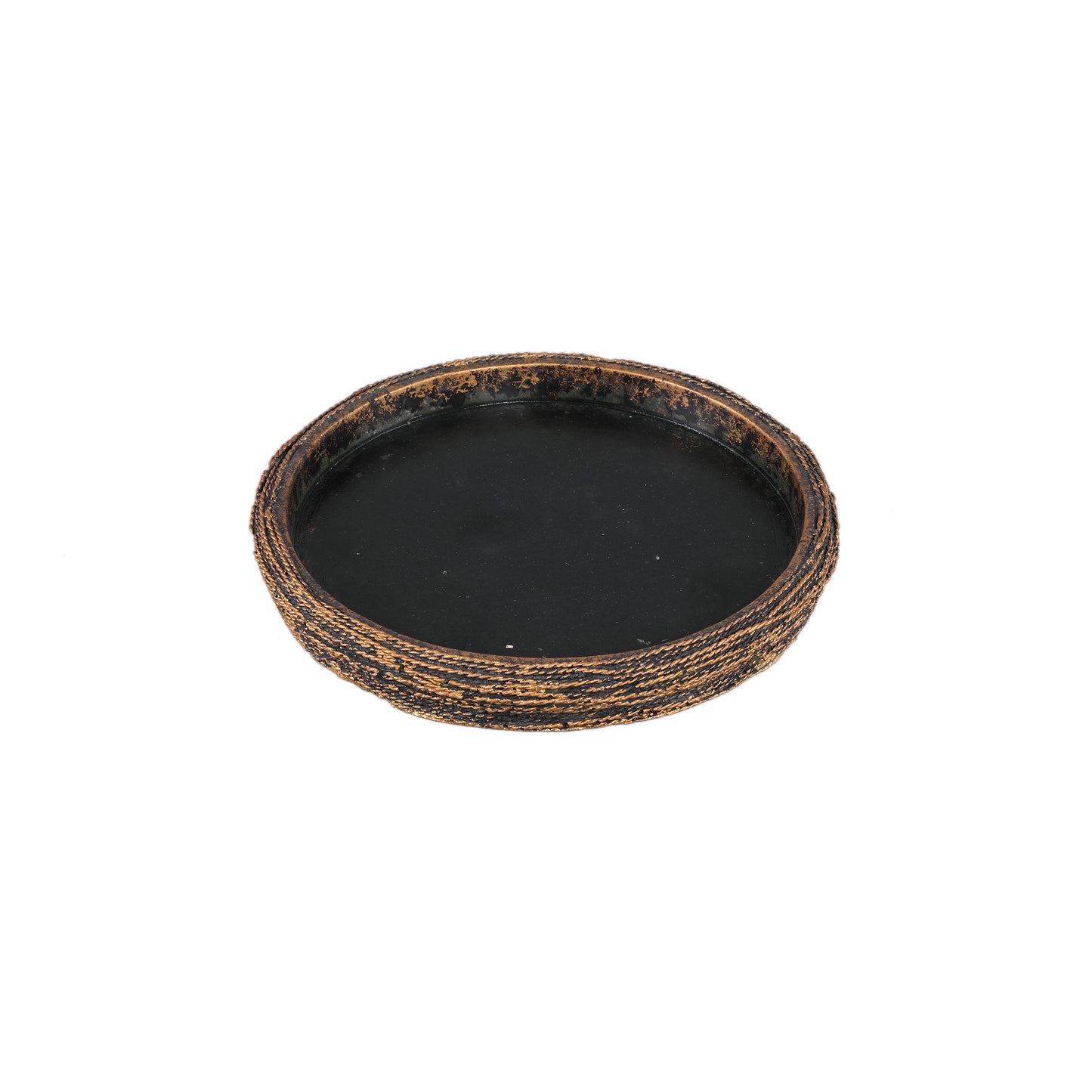 Ricci Zwarte Cement Schaal Geribd Rond Set van 12 Stuks - 12 Sets 3x25x25 cm