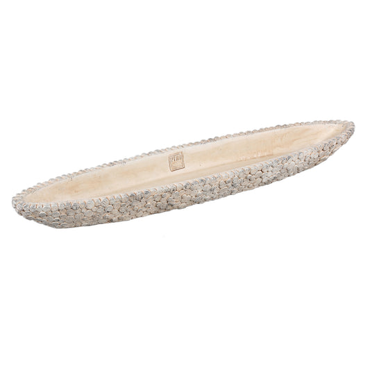 Jannicke Cream Cement Bowl Boat Shape Dot PatternL