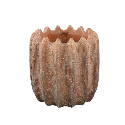 Brigett Copper Cement Pot Ribbed Round XL