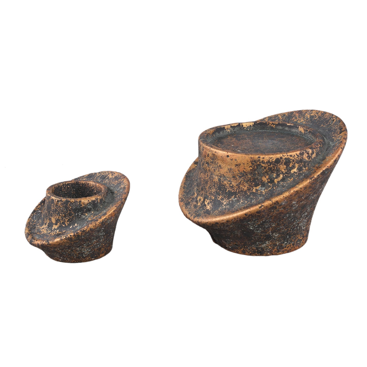 Iiona Zwarte Cement Kandelaar Twisty S Set van 12 Stuks - 12 Sets 7x10x10 cm
