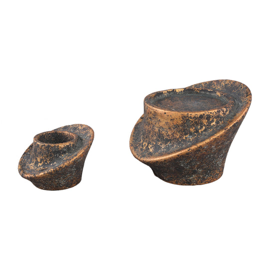 Iiona Zwarte Cement Kandelaar Twisty S Set van 12 Stuks - 12 Sets 7x10x10 cm