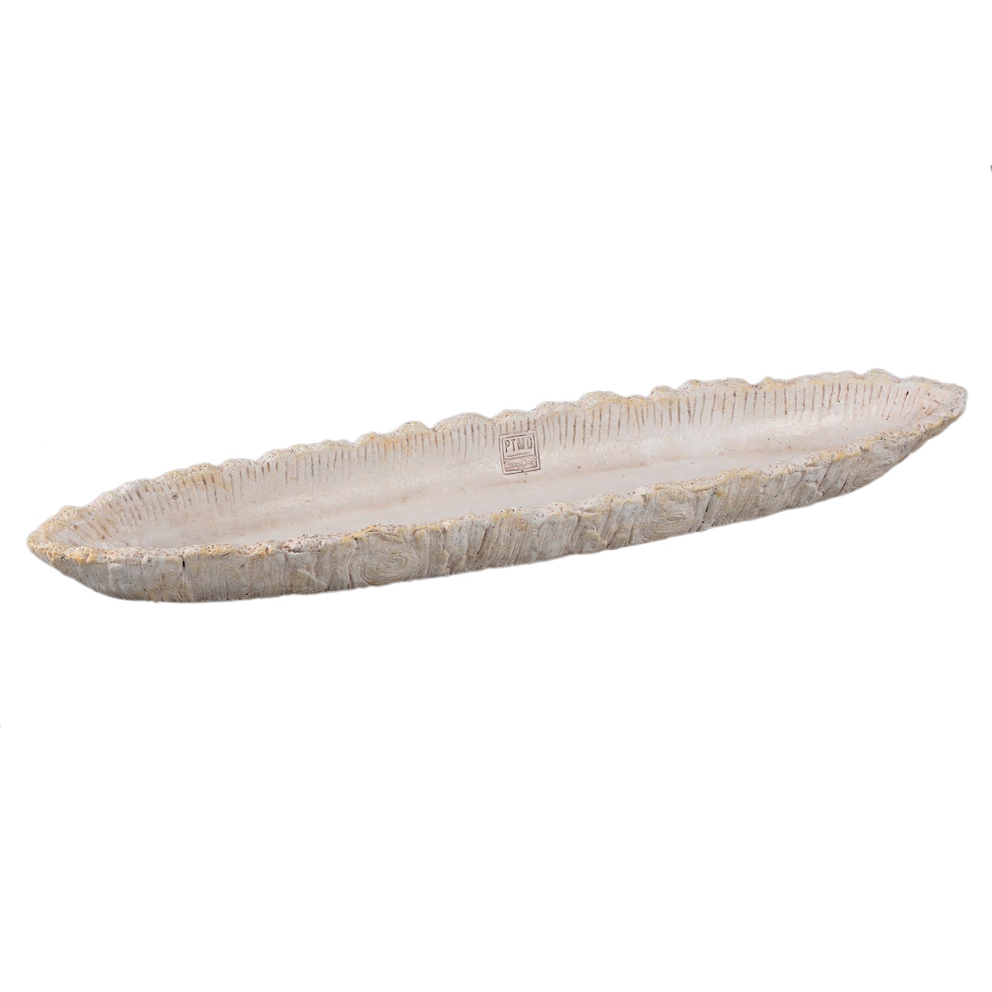 Dominick Cream Cement Bowl Boat Shape Bark L