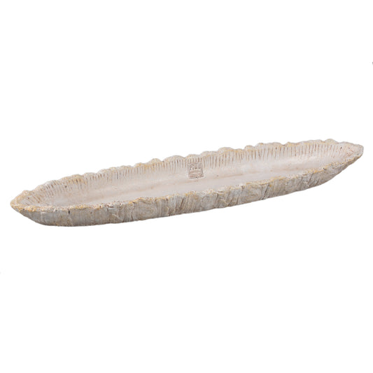 Dominick Cream Cement Bowl Boat Shape Bark L
