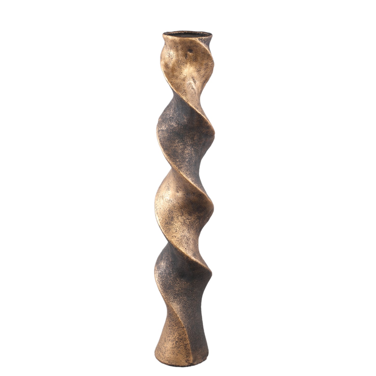 Bryah Black And Gold Cement Candleholder Twist L