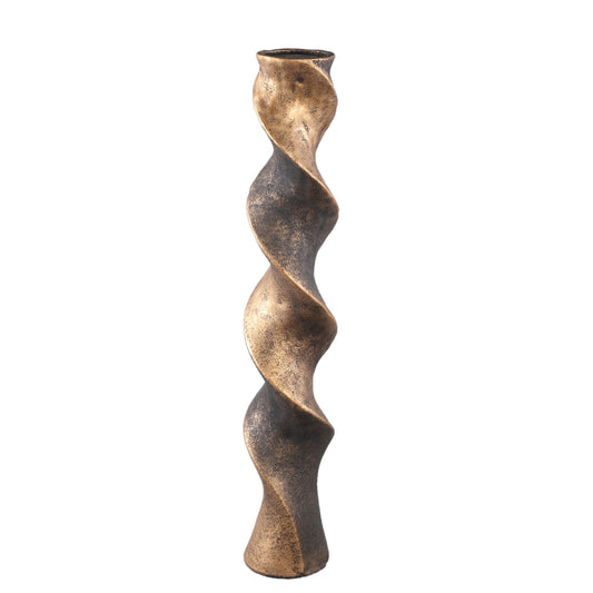 Bryah Black And Gold Cement Candleholder Twist L