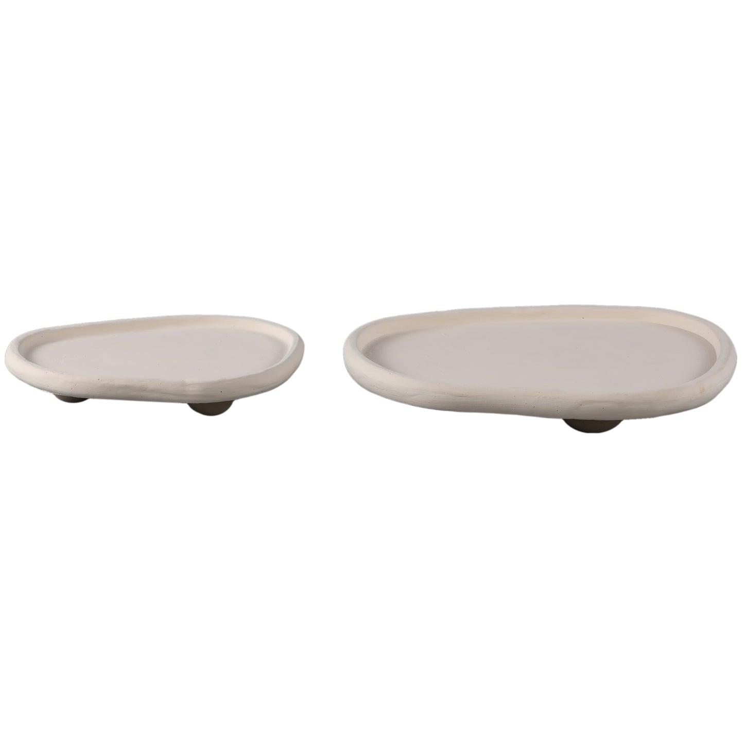 Tammy Crème Cement Organische Schaal Op Voet L - Set Van 2 - 2 Sets 7x39x34 cm