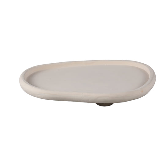 Tammy Crème Cement Organische Schaal Op Voet L - Set Van 2 - 2 Sets 7x39x34 cm