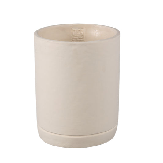 Vik Crème Cement Cilinder Pot Rond Mat Set van 4 Stuks - 4 Sets 25x20x20 cm