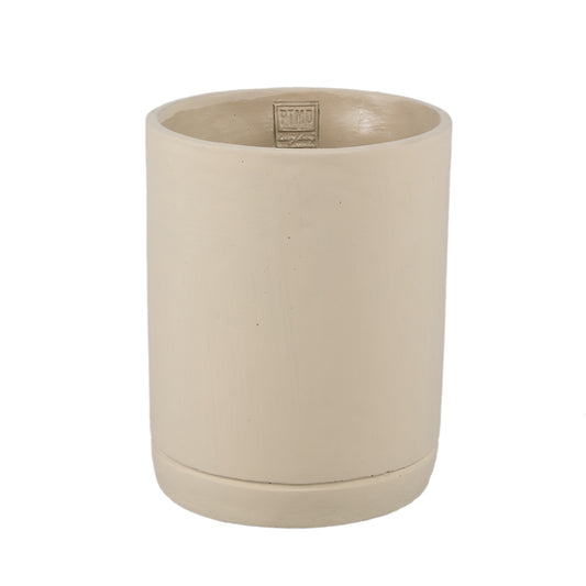 Vik Taupe Cement Cilinder Pot Rond Mat Set van 4 Stuks - 4 Sets 25x20x20 cm