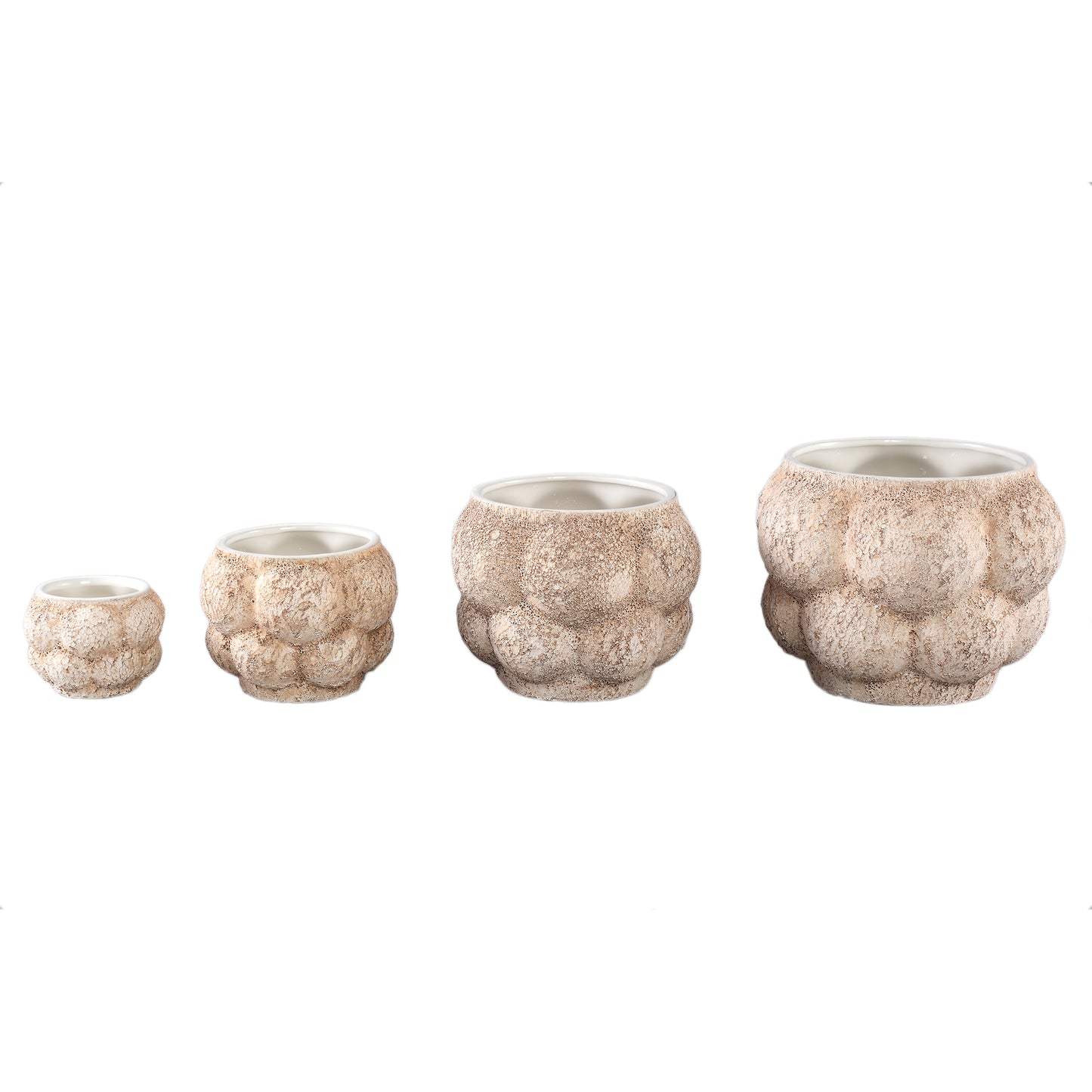 Fareeda Cream Ceramic Pot Circles Shape L