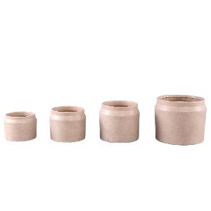 Jillanne Crème Keramische Ronde Pot Met Rand M - Set van 12 13x15x15 cm