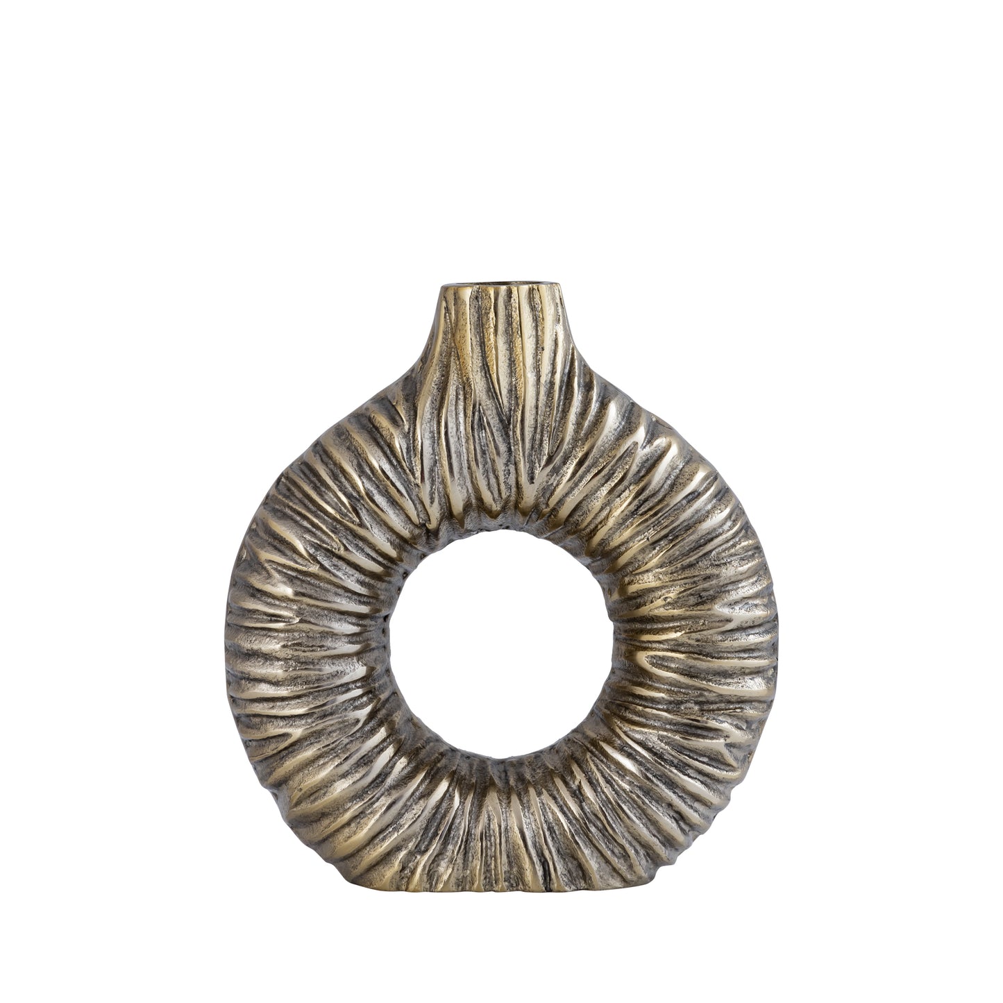 Jiss Gouden Aluminium Open Vaas Rond S 20x20x6.5 cm