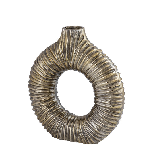 Jiss Gouden Aluminium Open Vaas Rond L 26x26x6.5 cm
