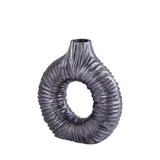 Jiss Zilverkleurige Aluminium Open Vaas Rond S 20x20x6.5 cm
