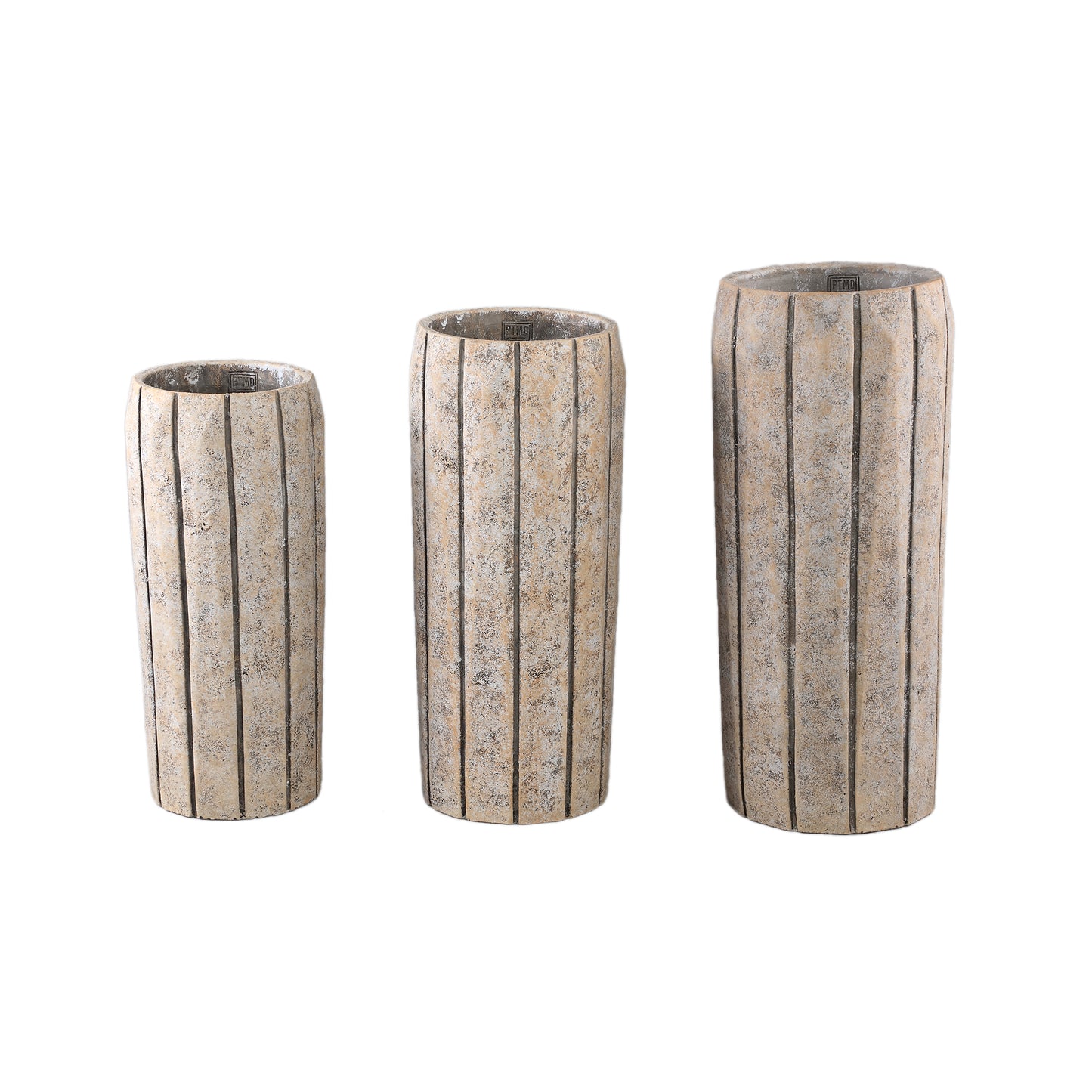 Imani Taupe Cement Pot High With Stripes M