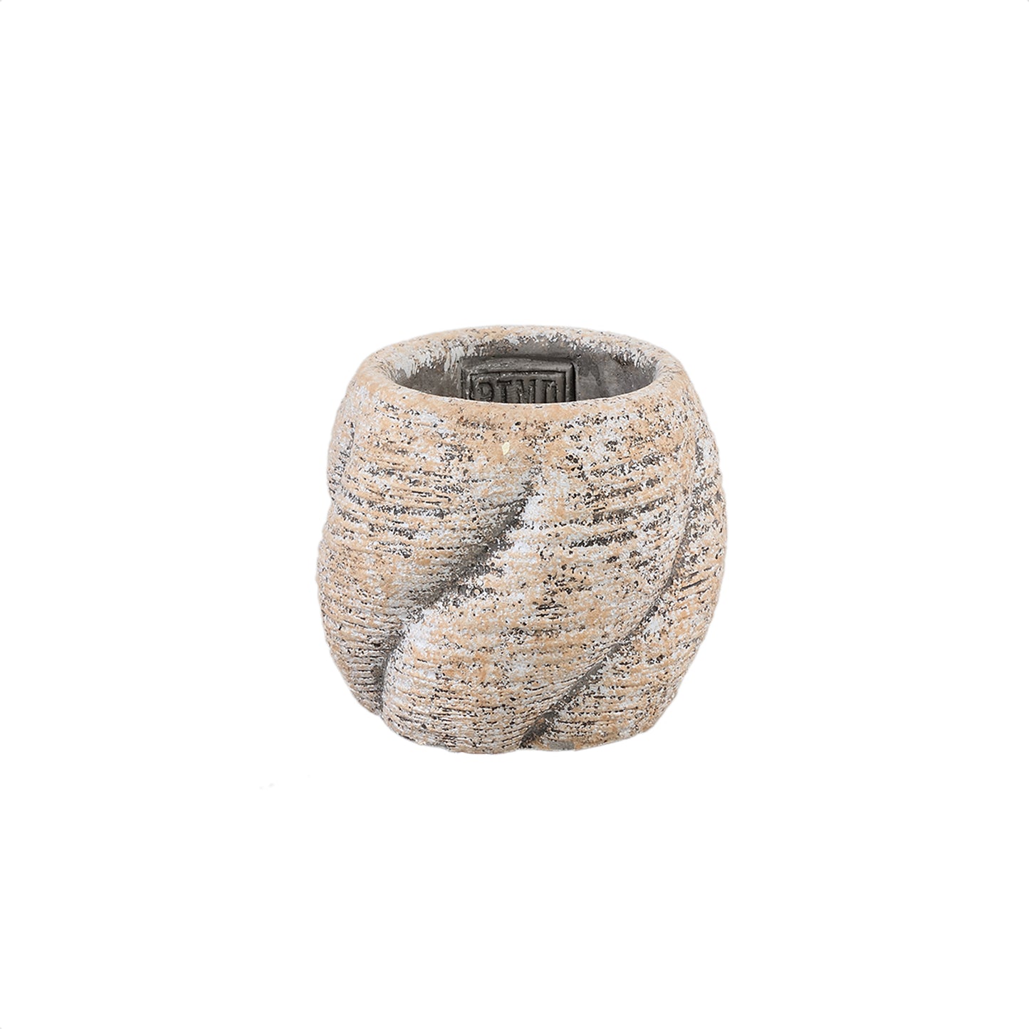 Evanthia Taupe Cement Pot Swirl Low S Set van 12 Stuks - 12 Sets 8x9x9 cm