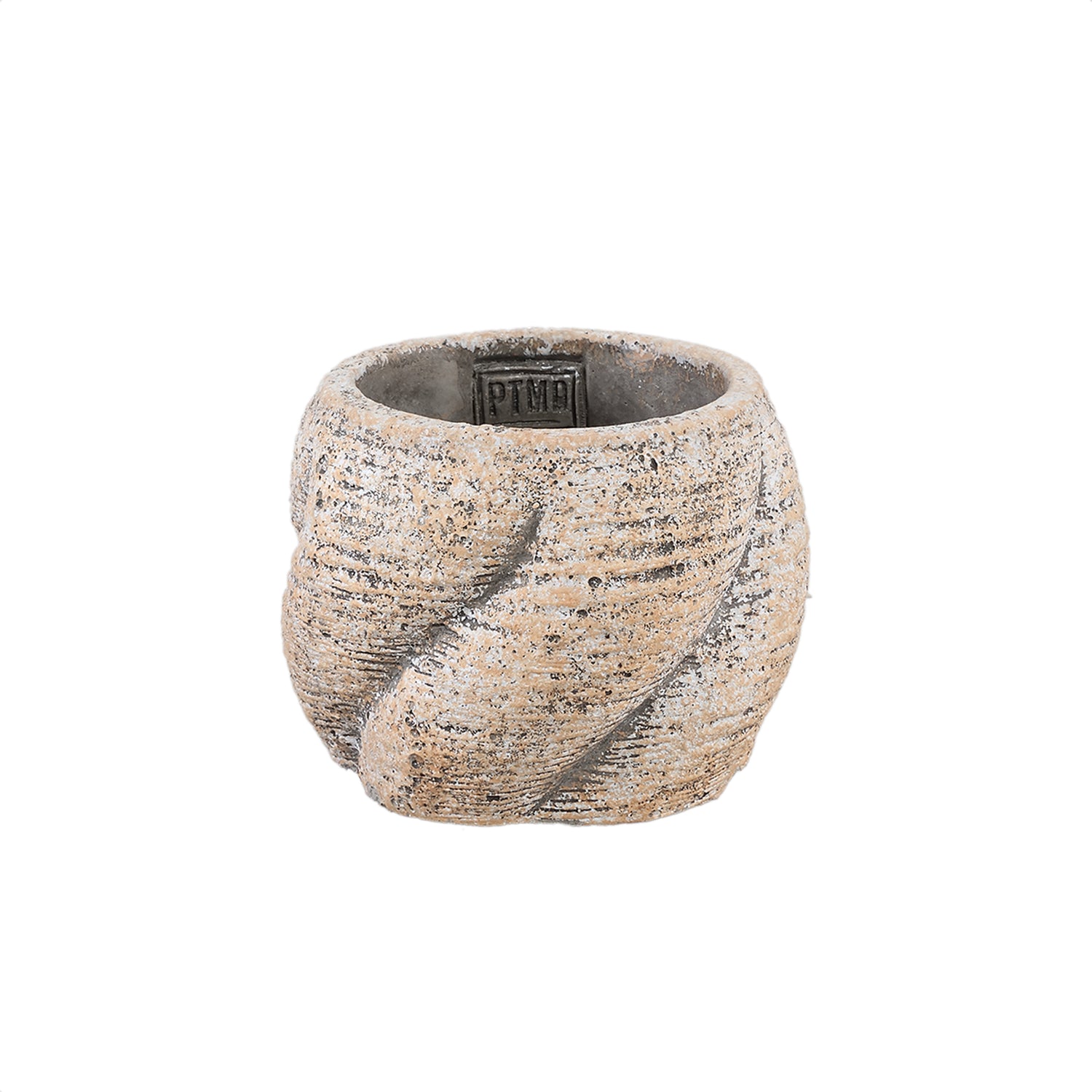 Evanthia Taupe Cement Pot Swirl Low M – Set van 12 stuks - 12 Sets 9x12x12 cm