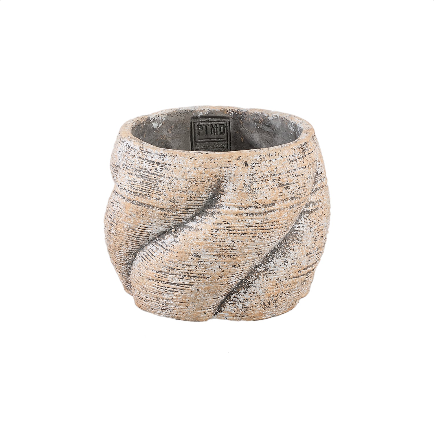 Evanthia Taupe Cement Pot Swirl Low L Set van 12 Stuks - 12 Sets 13x17x17 cm