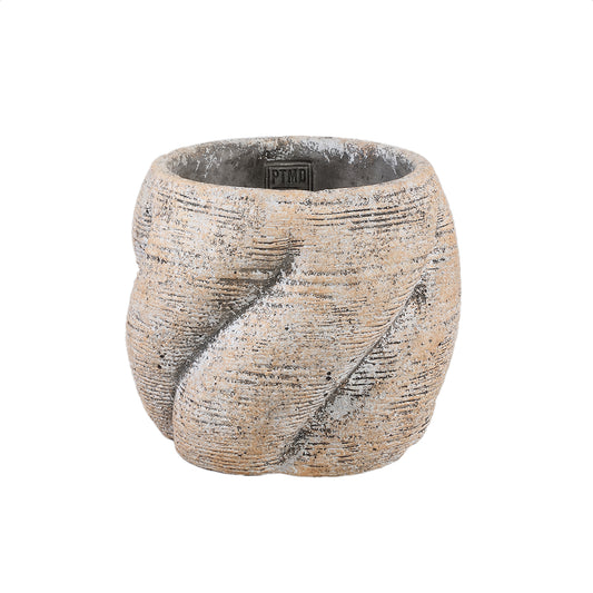 Evanthia Taupe Cement Pot Swirl Low Set van 6 Stuks - 6 Sets 17x20x20 cm