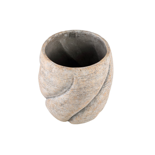 Evanthia Taupe Cement Pot Swirl Rond L 40x40x40 cm