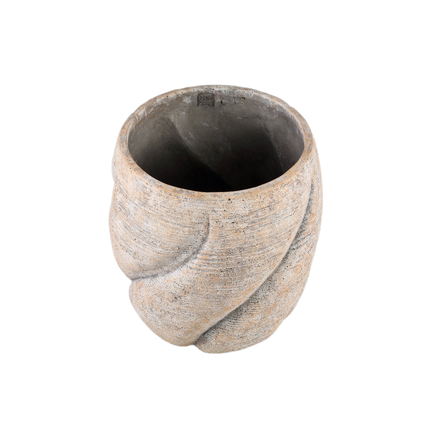 Evanthia Taupe Cement Pot Swirl Rond L 40x40x40 cm