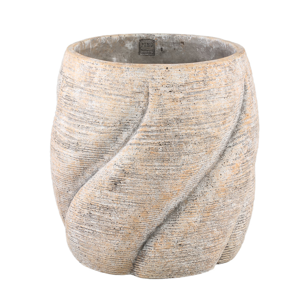 Evanthia Taupe Cement Pot Swirl Rond L 40x40x40 cm