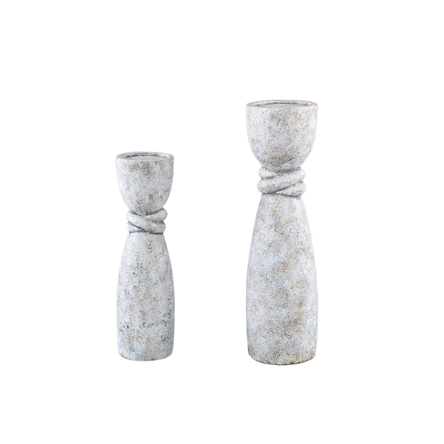 Ornan Grey Cement Candle Holder Round Detail S