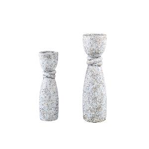 Ornan Grijs Cement Kandelaar Rond Detail S - Set van 4 Stuks 40x11x11 cm