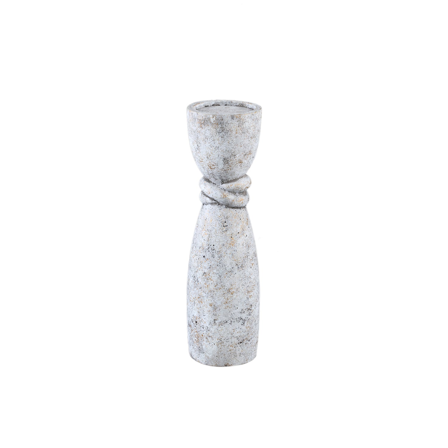 Ornan Grijs Cement Kandelaar Rond Detail S – Set van 4 Stuks - 4 Sets 40x11x11 cm