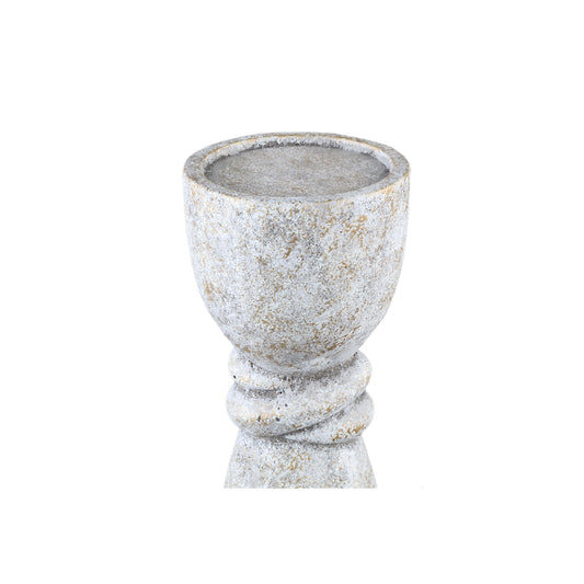 Ornan Grijze Cement Kandelaar Rond Detail L - Set van 2 - 2 Sets 50x14x14 cm