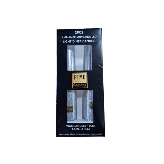 Led Diner Kaars Zilver Bewegende Vlam Set Van 6 Stuks Short - 6 Sets 15x2x2 cm