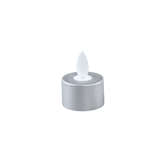 LED Theelichtkaars Rustiek Zilver Vaste Vlam Set van 6 Stuks - 6 Sets 4.5x3.5x3.5 cm