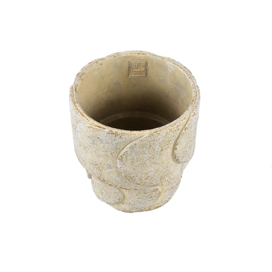 Gibran Crème Cementen Pot Laagjes Schubben Rond XL – Set van 4 - 4 Sets 20x20x20 cm