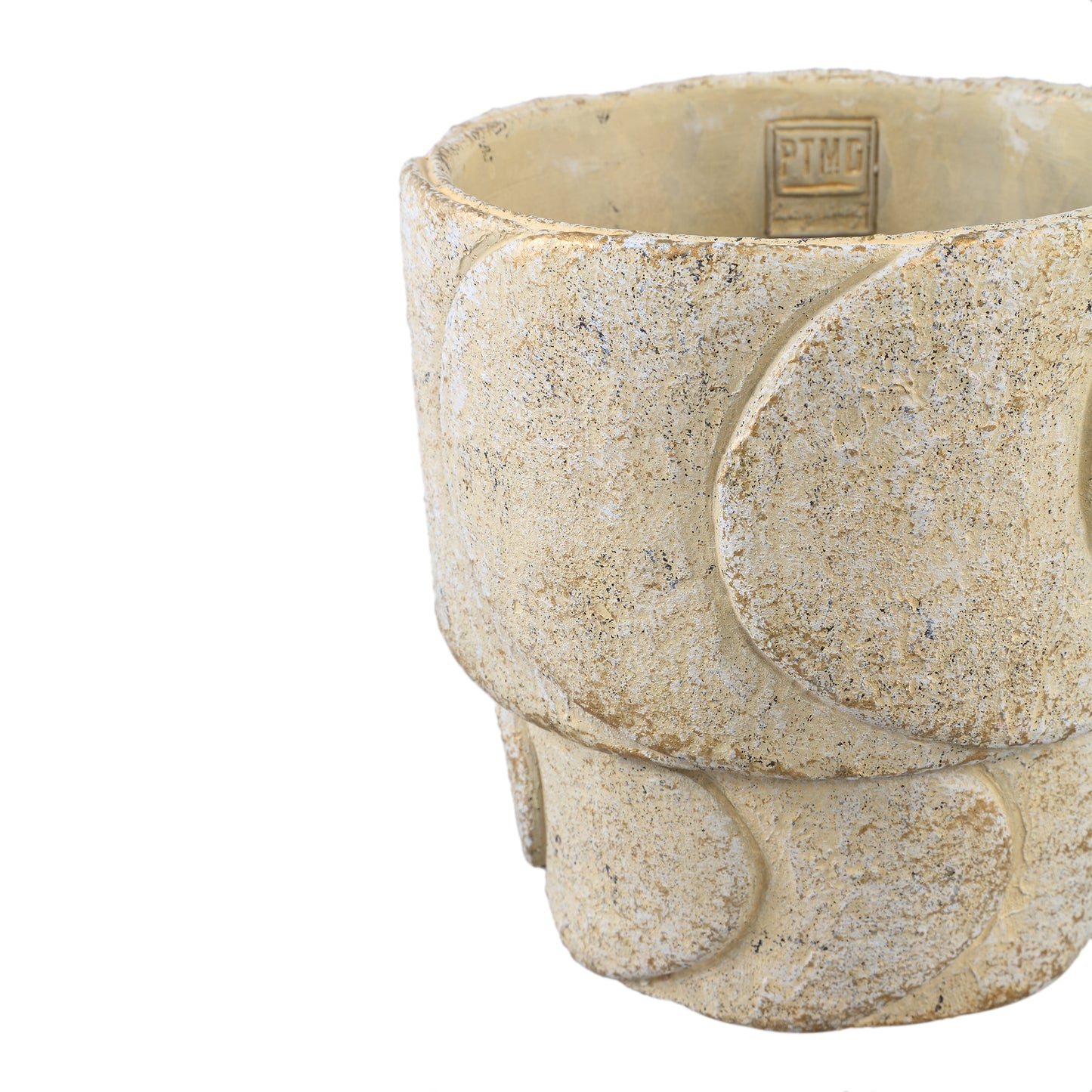 Gibran Crème Cementen Pot Laagjes Schubben Rond XL – Set van 4 - 4 Sets 20x20x20 cm