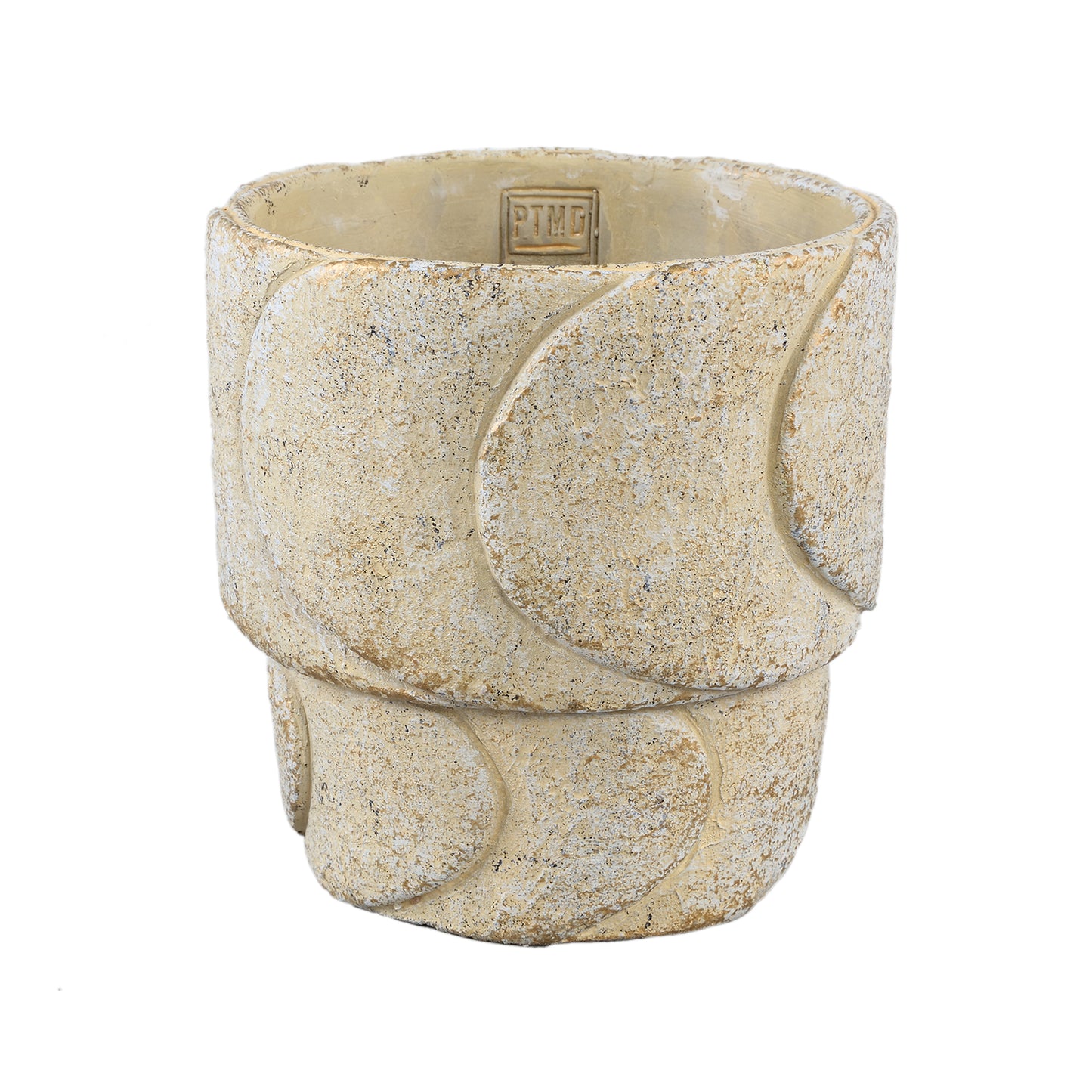 Gibran Crème Cementen Pot Laagjes Schubben Rond XL – Set van 4 - 4 Sets 20x20x20 cm