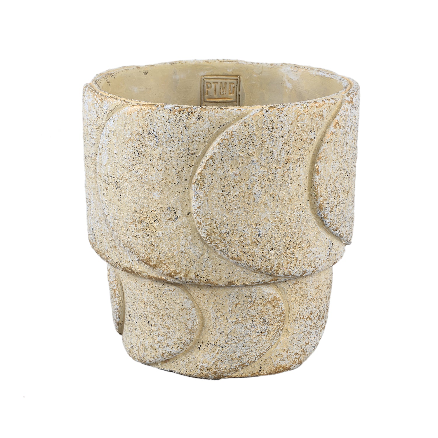 Gibran Crème Cementen Pot Laagjes Schubben Rond XL – Set van 4 - 4 Sets 20x20x20 cm